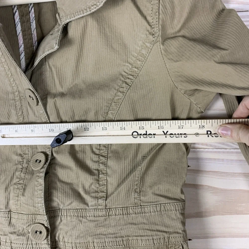 Caslon Jacket Women Medium Khaki Cargo Pockets 3/4‎ Sleeve Utility Safari